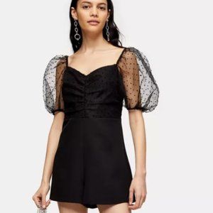Topshop Organza Puff-Sleeve Romper
